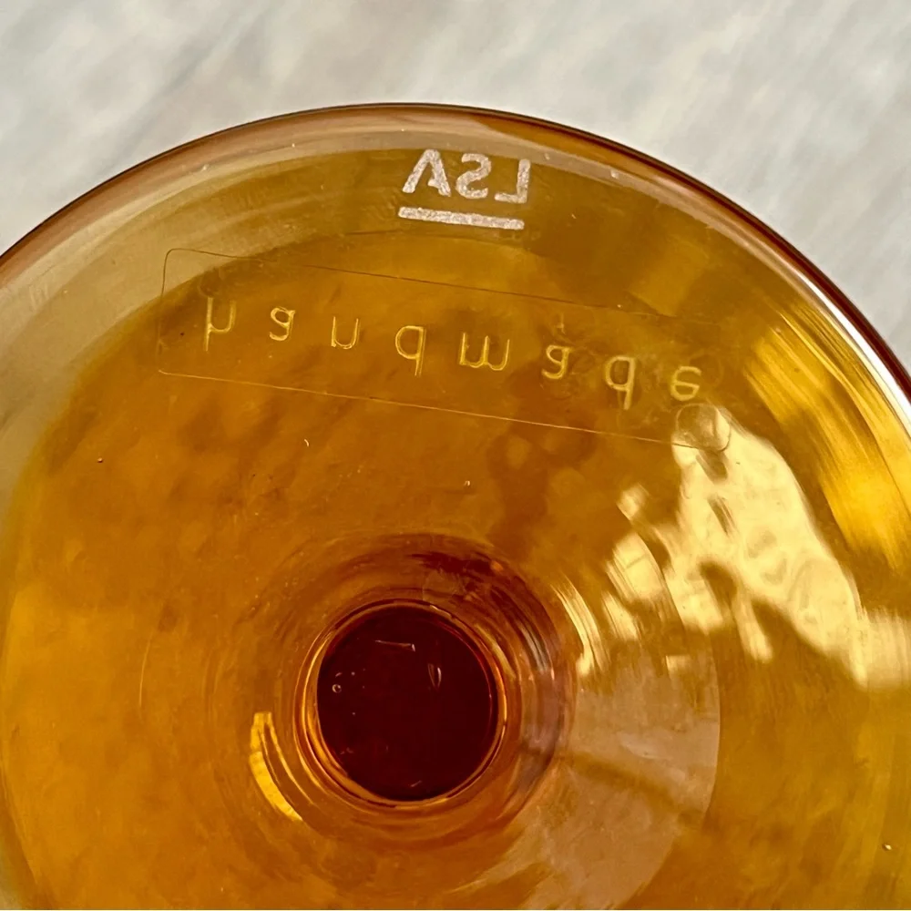 LSA Dapple Handmade Wine Glass‎ Sun Amber size 11oz 5” x 3.25” NIB set of 2